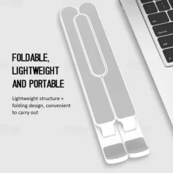 Adjustable Foldable Laptop Stand Non-slip Desktop Laptop Tablets racks Support for ipad Stand Folding Laptop Stand Holder Aluminum Portable Desk Silicone Bottom Non-Slip Mounts