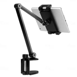 Adjustable Metal Tablet Stand Aluminum Alloy Arm iPad Mount Holder for Bed or Desk Overhead Compatible for iPad Air Pro Mini Surface Pro Stand iPhone Android Tablet Kindle