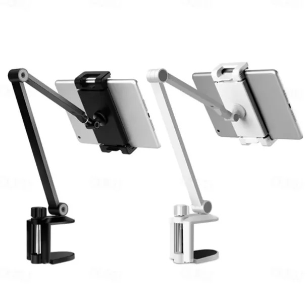 Adjustable Metal Tablet Stand Aluminum Alloy Arm iPad Mount Holder for Bed or Desk Overhead Compatible for iPad Air Pro Mini Surface Pro Stand iPhone Android Tablet Kindle