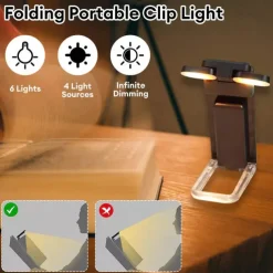 Adjustable Rechargeable 6 LED Book Light for Reading Clip on Book USB Rechargeable Book Reading Light