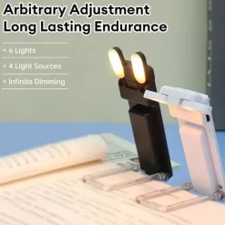 Adjustable Rechargeable 6 LED Book Light for Reading Clip on Book USB Rechargeable Book Reading Light