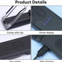 Adjustable Rechargeable 6 LED Book Light for Reading Clip on Book USB Rechargeable Book Reading Light