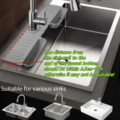 Adjustable Silicone Sponge Holder, Faucet Water Catcher Mat, 2 IN 1 Absorbent Faucet Splash Mat, Draining Faucet Water Catcher Mat, Sponge Holder Over Faucet Sink Organizer, Kitchen Bathroom Sink Acce