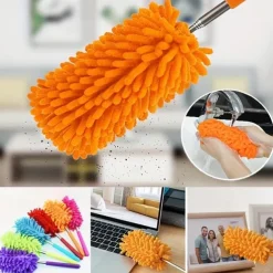 Adjustable Stretch Extend Microfiber Duster, Chenille Duster, Multi-functional Retractable Household Duster, Car Office Cleaning Kitchen Tools Car Accessories