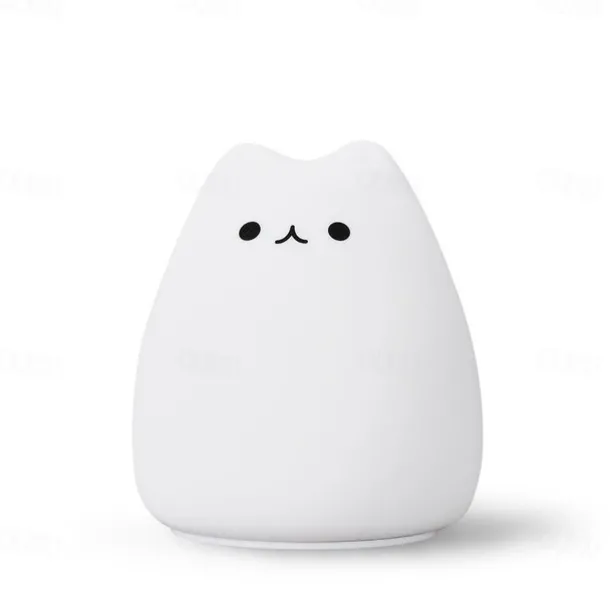 Adorable Cat LED Color-Changing Night Light Silicone Night Light Children's Bedroom Pat Pat Color Changing Cute Bedside Atmosphere Light
