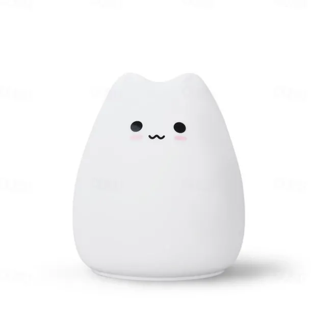 Adorable Cat LED Color-Changing Night Light Silicone Night Light Children's Bedroom Pat Pat Color Changing Cute Bedside Atmosphere Light