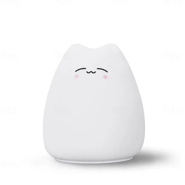 Adorable Cat LED Color-Changing Night Light Silicone Night Light Children's Bedroom Pat Pat Color Changing Cute Bedside Atmosphere Light