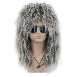 Adult Men Women Long Curly Wig 70s 80s Rocker Mullet Halloween Costume Cosplay Wig For Carvinal