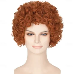 Adult Wig Short Curly Reddish Orange Wig Carnival Cosplay Costume Wig Halloween Wigs