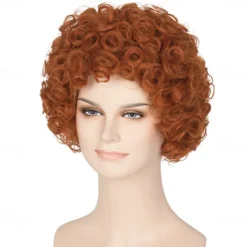 Adult Wig Short Curly Reddish Orange Wig Carnival Cosplay Costume Wig Halloween Wigs