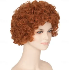 Adult Wig Short Curly Reddish Orange Wig Carnival Cosplay Costume Wig Halloween Wigs