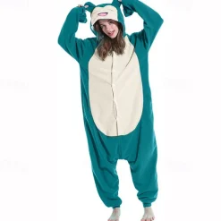 Adults' Animal Nightwear Onesie Costume Carnival Costume Cartoon Snorlax Onesie Pajamas Kigurumi Pajamas Funny Costume For Men and Women Christmas Carnival Cartoon