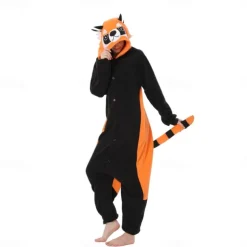 Adults' Animal Nightwear Onesie Costume Carnival Costume Raccoon Onesie Pajamas Kigurumi Pajamas Funny Costume For Men and Women Christmas Carnival Cartoon