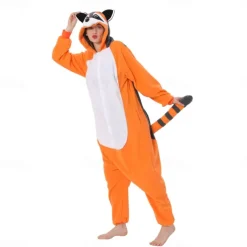 Adults' Animal Nightwear Onesie Costume Carnival Costume Raccoon Onesie Pajamas Kigurumi Pajamas Funny Costume For Men and Women Christmas Carnival Cartoon