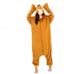Adults' Animal Onesie Costume Carnival Costume Cartoon Psyduck Onesie Pajamas Kigurumi Pajamas Charm Funny Costume For Men and Women Carnival Cartoon