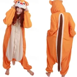 Adults' Animal Onesie Costume Carnival Kings Day Costume Cartoon Chipmunk Onesie Pajamas Kigurumi Pajamas Charm Funny Costume For Men Women