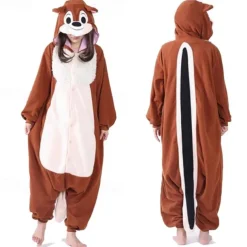 Adults' Animal Onesie Costume Carnival Kings Day Costume Cartoon Chipmunk Onesie Pajamas Kigurumi Pajamas Charm Funny Costume For Men Women