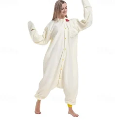 Adults' Animal Onesie Costume Carnival Costume Cartoon Cock / Chicken Onesie Pajamas Kigurumi Pajamas Charm Funny Costume For Men and Women Carnival Cartoon