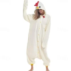 Adults' Animal Onesie Costume Carnival Costume Cartoon Cock / Chicken Onesie Pajamas Kigurumi Pajamas Charm Funny Costume For Men and Women Carnival Cartoon