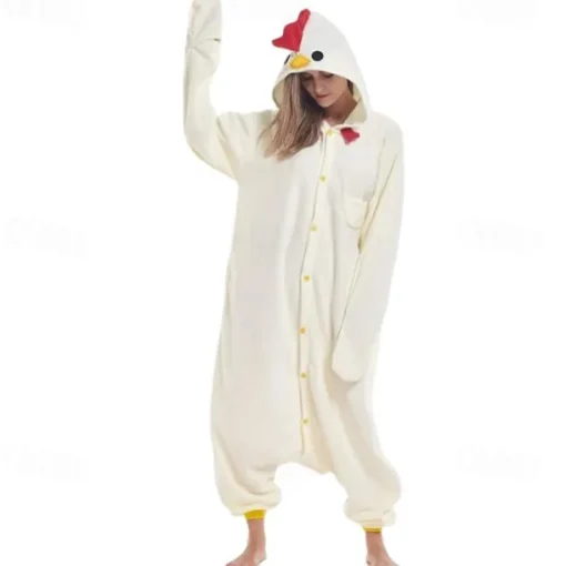 Adults' Animal Onesie Costume Carnival Costume Cartoon Cock / Chicken Onesie Pajamas Kigurumi Pajamas Charm Funny Costume For Men and Women Carnival Cartoon