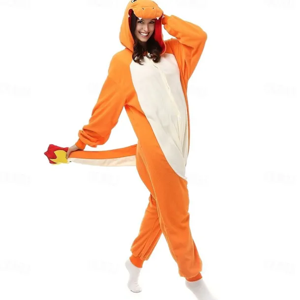 Adults' Cartoon Onesie Costume Carnival Costume Charizar Onesie Pajamas Kigurumi Pajamas Funny Costume For Men and Women Christmas Carnival New Year Cartoon