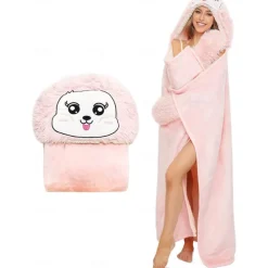 Adults' Character Bathrobe Nightwear Wearable Blanket Cartoon Onesie Pajamas Kigurumi Pajamas Cute For Men and Women Carnival Masquerade Cartoon