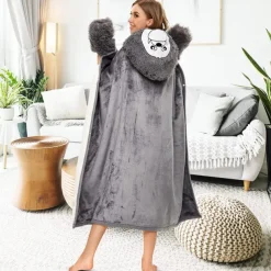 Adults' Character Bathrobe Nightwear Wearable Blanket Cartoon Onesie Pajamas Kigurumi Pajamas Cute For Men and Women Carnival Masquerade Cartoon