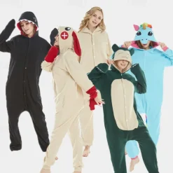 Adults' Character Group Costume Nightwear Onesie Costume Carnival Costume Shark Rabbit Bunny Snorlax Onesie Pajamas Kigurumi Pajamas Funny Costume For Men and Women Carnival Cartoon