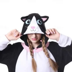 Adults' Character Nightwear Onesie Costume Carnival Costume Cat Onesie Pajamas Kigurumi Pajamas For Men and Women Christmas Carnival Cartoon