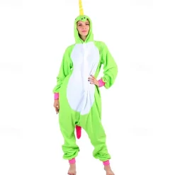 Adults' Character Nightwear Onesie Costume Carnival Costume Unicorn Cat Onesie Pajamas Kigurumi Pajamas For Men and Women Carnival Cartoon