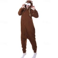 Adults' Character Nightwear Onesie Costume Carnival Costume Bear Onesie Pajamas Kigurumi Pajamas For Men and Women Carnival Cartoon