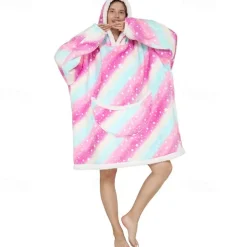 Adults' Character Oversized Hoodie Blanket Wearable Blanket With Pocket Milk Cow Leopard Onesie Pajamas Kigurumi Pajamas For Men and Women Carnival Masquerade Cartoon