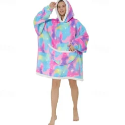 Adults' Character Oversized Hoodie Blanket Wearable Blanket With Pocket Milk Cow Leopard Onesie Pajamas Kigurumi Pajamas For Men and Women Carnival Masquerade Cartoon