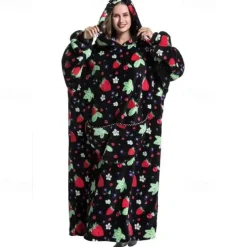 Adults' Character Oversized Hoodie Blanket Wearable Blanket With Pocket Bear Dinosaur Dog Onesie Pajamas Kigurumi Pajamas For Men and Women Carnival Masquerade Cartoon