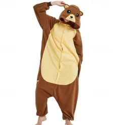Adults' Color Block Onesie Costume Carnival Costume Bear Onesie Pajamas Kigurumi Pajamas Funny Costume For Men and Women Carnival Cartoon