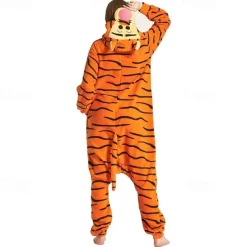 Adults' Cosplay Costume Party Costume Costume Cartoon Tiger Animal Animal Onesie Pajamas Polar Fleece Cosplay For Boys Girls' Couple's Christmas Animal Sleepwear Cartoon Festival / Holiday Costumes