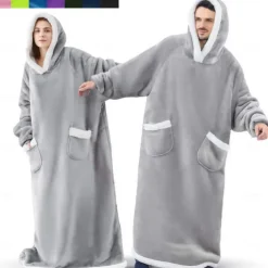 Adults' Oversized Hoodie Blanket Wearable Blanket With Pocket Solid Color Onesie Pajamas Flannel Cosplay For Men and Women Carnival Animal Sleepwear Cartoon Festival / Holiday Costumes