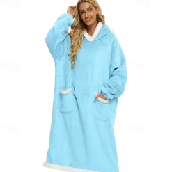 Adults' Oversized Hoodie Blanket Wearable Blanket With Pocket Solid Color Onesie Pajamas Flannel Cosplay For Men and Women Carnival Animal Sleepwear Cartoon Festival / Holiday Costumes