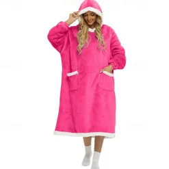 Adults' Oversized Hoodie Blanket Wearable Blanket With Pocket Solid Color Onesie Pajamas Flannel Cosplay For Men and Women Carnival Animal Sleepwear Cartoon Festival / Holiday Costumes