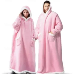 Adults' Oversized Hoodie Blanket Wearable Blanket With Pocket Solid Color Onesie Pajamas Flannel Cosplay For Men and Women Carnival Animal Sleepwear Cartoon Festival / Holiday Costumes