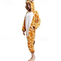 Adults' Patchwork Nightwear Camouflage Onesie Costume Carnival Costume Giraffe Onesie Pajamas Kigurumi Pajamas Pajamas For Men and Women Christmas Carnival New Year Cartoon