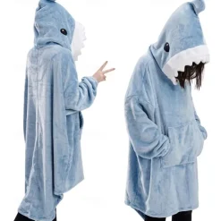 Adults' Solid Color Onesie Pajamas Oversized Hoodie Blanket Wearable Blanket With Pocket Onesie Pajamas Kigurumi Pajamas Cute For Men and Women Carnival Masquerade Cartoon