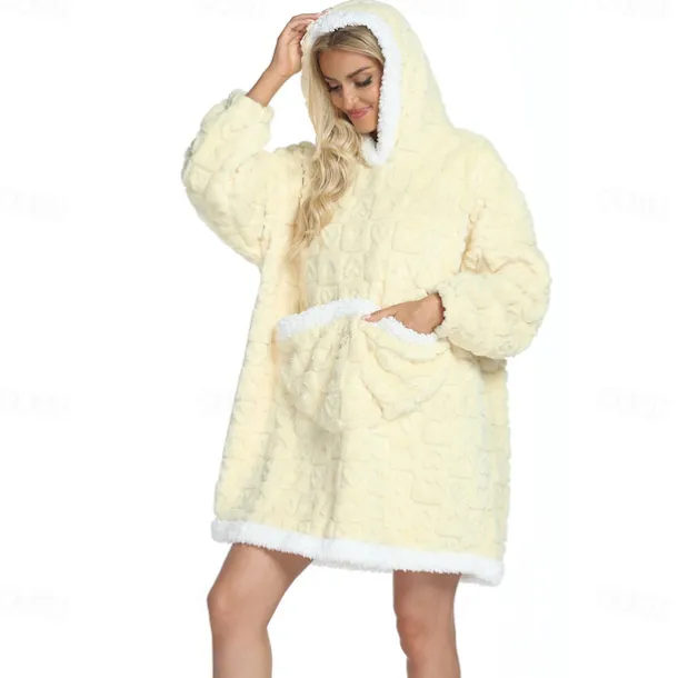 Adults' Solid Color Onesie Pajamas Oversized Hoodie Blanket Wearable Blanket With Pocket Onesie Pajamas Kigurumi Pajamas Cute For Men and Women Carnival Masquerade Cartoon