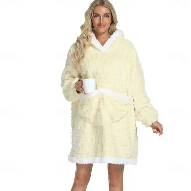 Adults' Solid Color Onesie Pajamas Oversized Hoodie Blanket Wearable Blanket With Pocket Onesie Pajamas Kigurumi Pajamas Cute For Men and Women Carnival Masquerade Cartoon