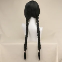 Adults' Wednesday Addams Dress Addams Family Women's Goth Gothic Flare Dress Movie Cosplay Costume Party Little Black Dress Masquerade with Wednesday Addams Wig Cute Natural Soft Hair Wig Cap Braids