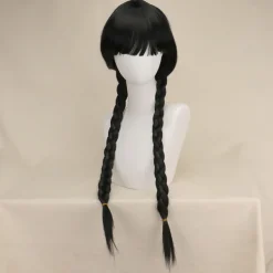 Adults' Wednesday Addams Dress Addams Family Women's Goth Gothic Flare Dress Movie Cosplay Costume Party Little Black Dress Masquerade with Wednesday Addams Wig Cute Natural Soft Hair Wig Cap Braids