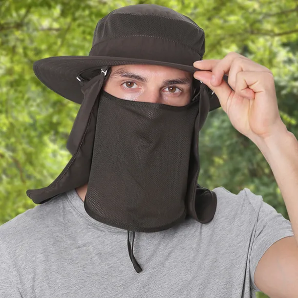 Adults' Wide Brim Sun Hat Bucket Hat with Neck Face Flap Cover UV Protection Anti-Mosquito Hat for Fishing Hiking Outdoor