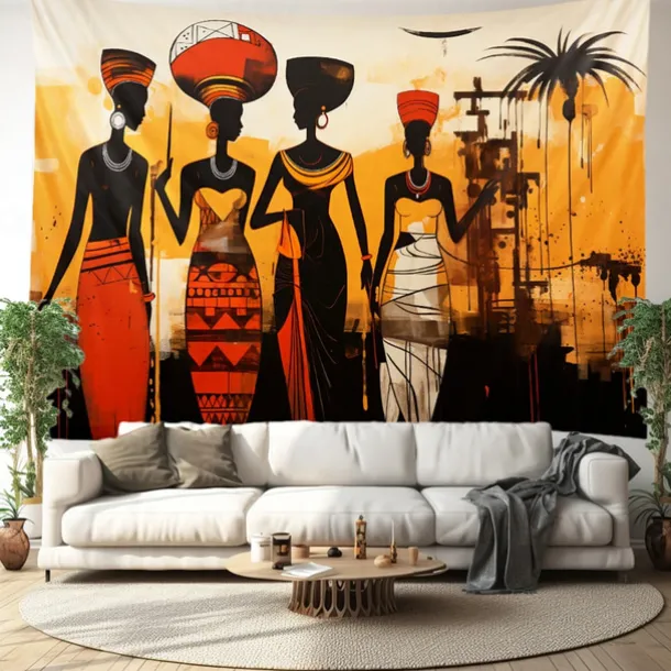 African Folk Art Hanging Tapestry Wall Art Large Tapestry Mural Decor Photograph Backdrop Blanket Curtain Home Bedroom Living Room Decoration