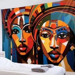 African Folk Art Hanging Tapestry Wall Art Large Tapestry Mural Decor Photograph Backdrop Blanket Curtain Home Bedroom Living Room Decoration