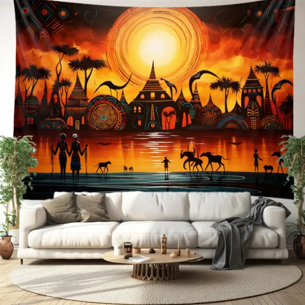 African Folk Art Hanging Tapestry Wall Art Large Tapestry Mural Decor Photograph Backdrop Blanket Curtain Home Bedroom Living Room Decoration